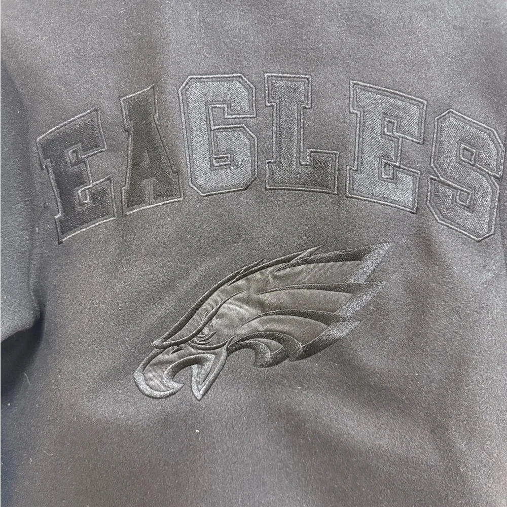 NWT NFL Philadelphia Eagles Kids Black Varsity Bomber Jacket, Size 8